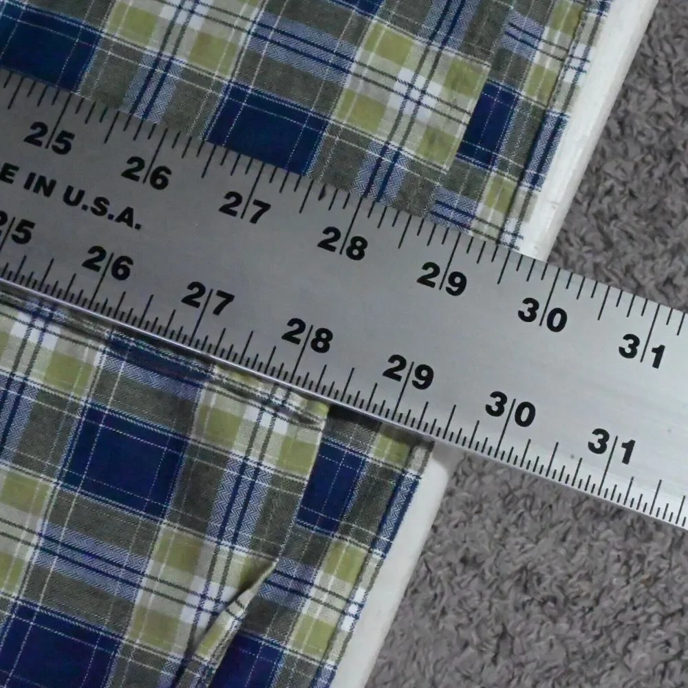 Banana Republic Small Blue Green Plaid‎ Camden Fit S/S Button Front Mens Shirt